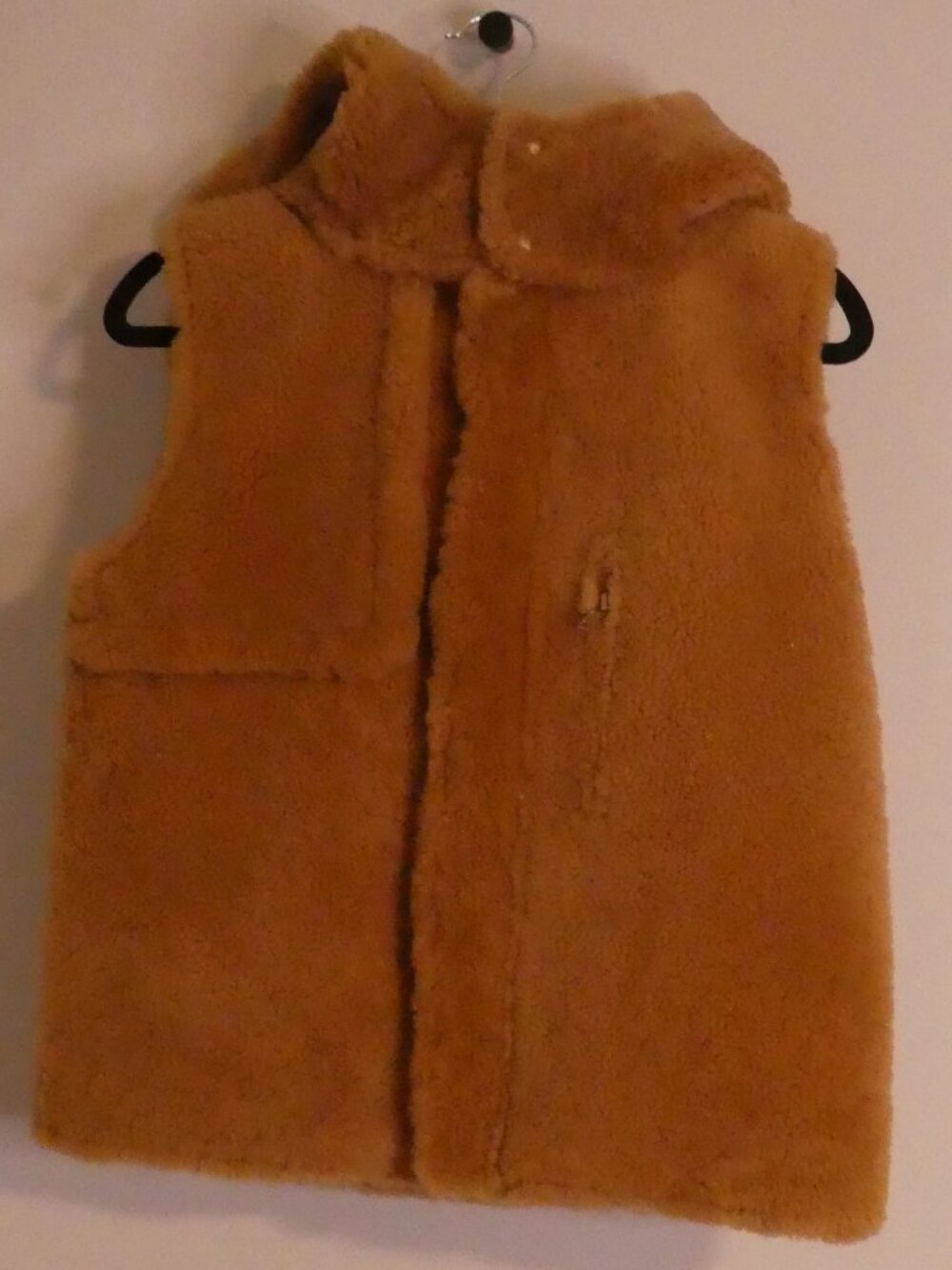 Cozy Camel Brown Hooded Sherpa Teddy Vest - size medium
